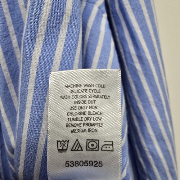 Woman Within Long Sleeve Striped Button Up Shirt 1X (22/24) French Blue White - Picture 5 of 7